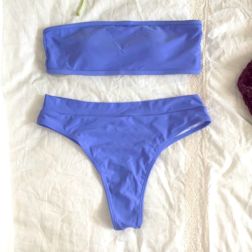 Aurelle Purple Bandeau Bikini Set